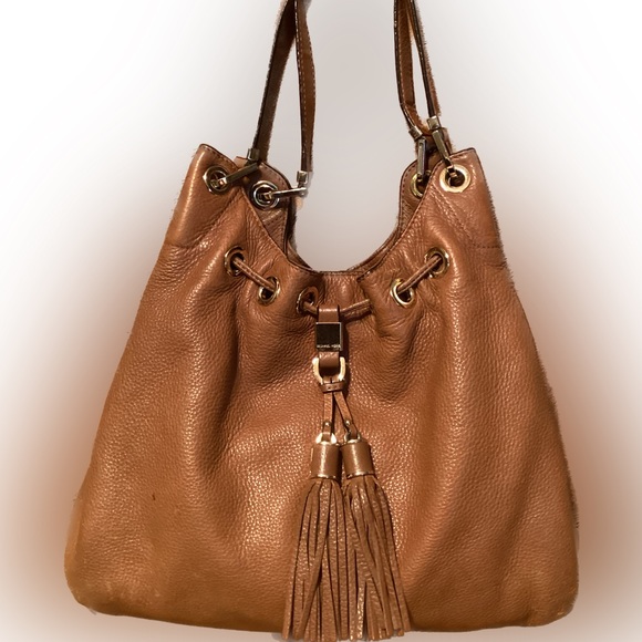 Michael Kors Pebbled Leather Drawstring Tassel Camden Hobo Shoulder Handbag - Picture 8 of 16